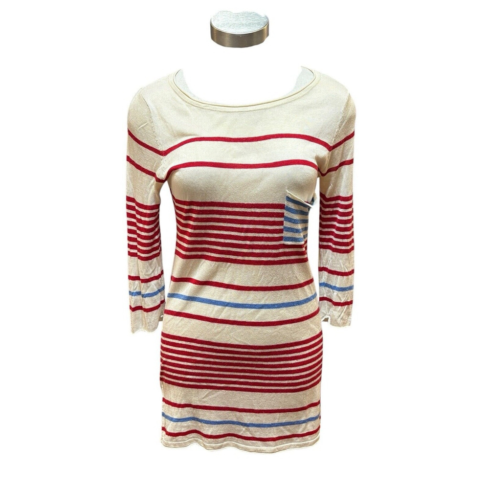 Banjo & Matilda Dress Knit Striped Red White Blue Silk Blend Sz. S